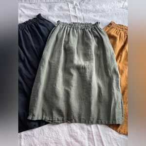 La Petit Alice Lot of 3 Elise Linen Women's Skirts in Black Olive and Mustard L